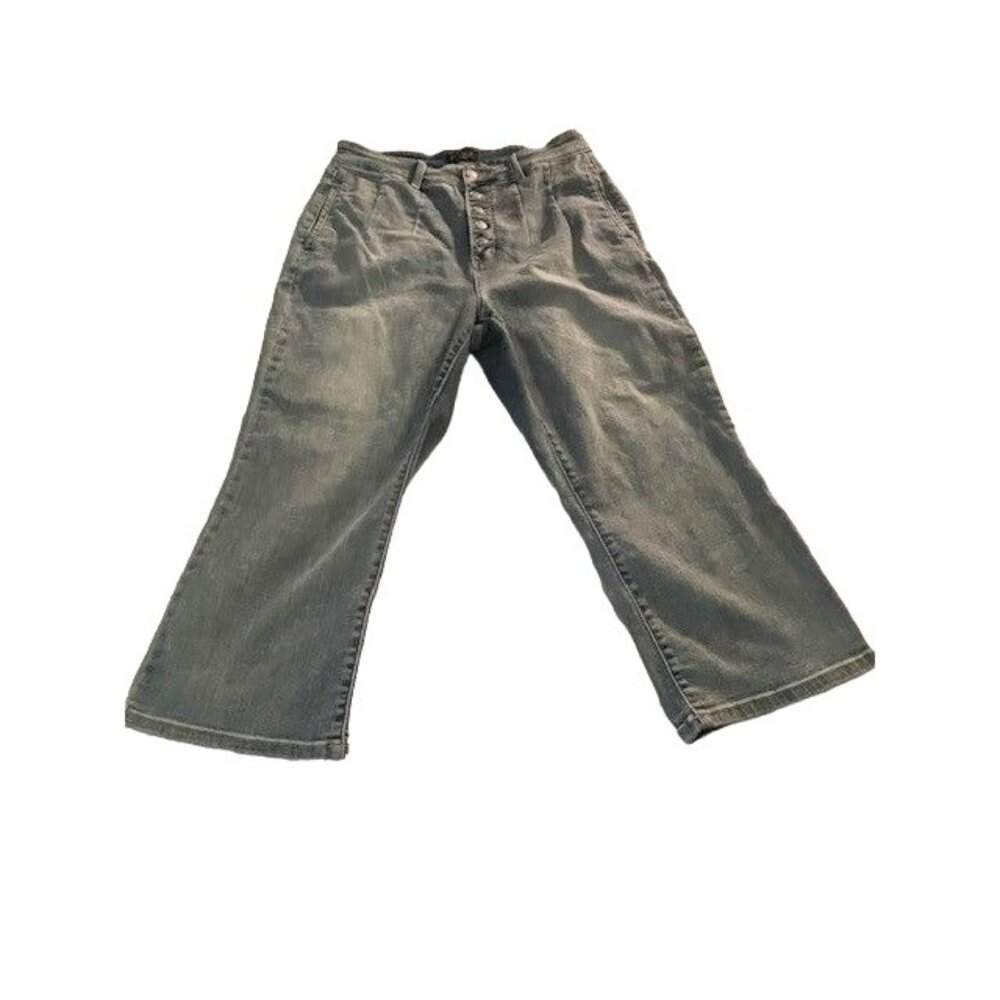 Judy Blue Wide Leg Flare Jeans in Faded Gray-Blue